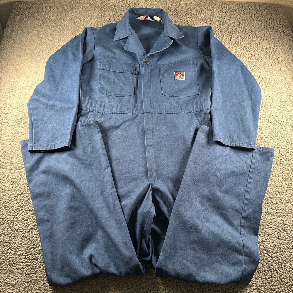 Vtg Ben Davis Coveralls Mens 40R‎ Blue Workwear Painter One Piece Made In USA